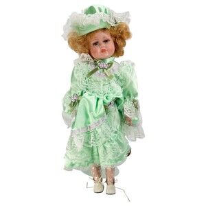 Century Collection Porcelain Doll 16” Simone Green Rare w/Box